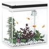 PawHut Acquario completo di piccole dimensioni 14L, acquario in vetro, con sistema di filtraggio, illuminazione a LED, pompa dell'acqua, coperchio, per pesci tropicali, rosso, bianco