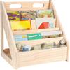 HUOLE Libreria portaoggetti in legno, 2 in 1, mini scaffale per bambini e bambine da 1 a 5 anni, basso e massiccio, soggiorno camera da letto, regalo di compleanno per bambini, 41,9 x 41,9 x 30,4 cm