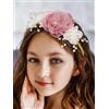 IYOU Ragazze Principessa Fascia per Capelli Rosa Fiore Perle Compleanno Matrimonio Comunione Accessori per Capelli per Bambini