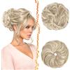 BARSDAR 2 Pezzi Chignon Finto per Capelli, Elastico Capelli Chignon Extension per Donne Sintetica Naturale Pezzo Spessi Updo Bun Hair Scrunchies Posticci Festa - Medio Biondo con Bianco Biondo