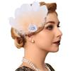 Flayem Fermaglio per capelli anni '20, con piume e fiori, con strass e perle, accessorio per capelli da donna (champagne)