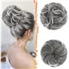 BARSDAR 2 Pezzi Chignon Finto per Capelli, Elastico Capelli Chignon Extension per Donne Sintetica Naturale Pezzo Spessi Updo Bun Hair Scrunchies Posticci Festa Quotidiana - Grigio Scuro & Bianco Tips