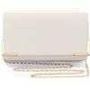 FuninCrea Pochette Donna Elegante Busta Borsa Tracolla Donna con Tracolla a Catena Rimovibile di 100 cm, Pochette Eleganti da Cerimonia Borsa a Mano Donne per Matrimonio Banchetto Festa Prom (Bianca)