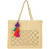 19 de enero Borsa da spiaggia di Rafia, Borsa Shopper in paglia con nappe colorate, cerniera e tasche interne, stile estivo, toten estate