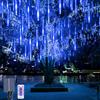OPAHUTER Solari Luci Della Pioggia di Meteore, 240 LEDs Meteor Solari Luci di Natale con Telecomando, 30cm 10 Tubi Impermeabili Esterno Meteor Solare per Festa di Nozze Decorazione all'aperto