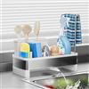 JOUING Organizer Cucina Porta Spugne Lavello Organizer per Lavello in Acciai Inox Sink Caddy con Aschetta di Scarico Autodrenante Adatto per Spazzole,Strofinaccio,Detersivo Piatti (Bianco)