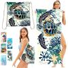 CWENDANER Telo Mare Microfibra Grande140x70 cm Telo Mare, telo mare ad asciugatura rapida e senza sabbia, Telo mare zaino, asciugamani convertibili per fitness e viaggi(Tartaruga nera)