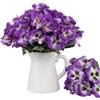 Xshelley 10 fasci di fiori artificiali del viole del pensiero per esterni, resistenti ai raggi UV, in seta, crisantemo selvatici, davanzale, veranda, casa, giardino, matrimonio, decorazione per