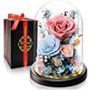 Touloube Regalo Donna di Festa della Mamma I Rosa Eterna Stabilizzata di Lusso con Luce LED I Ideale per Anniversario, Compleanno, San Valentino Per Moglie, Fidanzata, Mamma, Nonna, Madre I Fiore Preservato