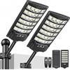 PEAKRO Lampione Solare Led Esterno, IP66 Impermeabile Faro con Pannello Solari, 6000K Lampione Stradale Solare Sensore di Movimento, Lampioni da Giardino Esterno con Telecomando per Garage Strada (2)