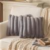 Yaertun 2 Pezzi Copricuscini Velluto Righe Super Morbido Peluche Peli artificiali di coniglio Fodere per Cuscino per la Decorazione Domestica Soggiorno Camera da Letto Divano Grigio 40x40 cm