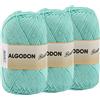 Etrexonline Gomitolo Filato 220 Metri di 100% Cotone Perfetto per Maglia e Uncinetto - Colore verde acqua 100 gr x 3 Pezzi