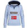 Geographical Norway Gymclass Lady - Felpa Donna Zip Hoodie Tasche - Pile Donna Maglione Manica Lunga Giacca Cappuccio - Abito Ideale Primavera Estate Autunno Inverno Stagione (Celeste XL)