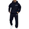 Generisch Tuta da jogging da uomo, estiva, autunno e inverno, per uomo e donna, casual, con stampa a lettere, a maniche lunghe, tuta sportiva, Blu marino, L