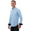 Ugholin Uomo Camicia Casual 100% Lino Manica Lunga Button-Down, Blu, L