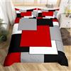 TACOKI Copripiumino una Piazza e Mezza Nero Rosso, Set di Biancheria da Letto Bianco Grigio in Microfibra Morbido 3 Pezzi Copri Piumino 200x200 con 2 Federe con Cerniera, Copripiumino 3D 5643z