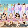 Qiqumax Telo mare personalizzato con nome, sirena, asciugamano da bagno con nome sirena, in microfibra, grande 100 x 200 cm, asciugamano da bagno per bambini (1,40 x 80 cm)