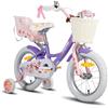 JOYSTAR - Bicicletta per bambini a tema unicorno, da 12 pollici, per bambine di 3/4/5 anni, con seggiolino per bambole, rotelle di sostegno, colore: viola chiaro