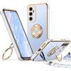 XYZ Cover per Samsung Galaxy A54 5G, con Supporto ad Anello Doppio Cuore, con Cordino per Ragazze e Donne, Cover Protettiva di Lusso Carina e Scintillante per Samsung A54 5G, Blu