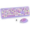 SOLIDEE Combo Tastiera e Mouse Wireless Colorato,tastiera per macchina da scrivere retrò 2.4GHz,104 Tasti con Tastierino Numerico,Tastiera a Membrana Silenziosa(Americana QWERTY)(Purple)