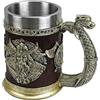 Generic Boccale da birra vichinga, 600 ml, in acciaio inox nordico, brocca da birra in legno | storico bicchiere alenkrug vichingo fatto a mano, brocca medievale, brocca di birra nordica, recipiente vichingo