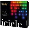 Twinkly Icicle 190 LED RGB, Luci a Cascata LED Esterno e Interno, Luci LED Smart Multicolore RGB, Compatibile con Alexa, Google Home, IP44, Controllo da App, Filo Trasparente, 5.5m