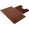 Ambience Products Set di 2 tappetini da bagno antiscivolo, morbidi e lavabili, ad asciugatura rapida, assorbenti, tappetino da doccia e piedistallo (cioccolato)