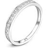 MARLION JEWELS Anelli da donna in argento 925 con linea di zirconi. Anello da donna in argento 925 con finitura argento o oro. Gioielli ideali per coppia e fidanzati, regali per amiche. (Argento, 7)