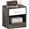 HOMCOM Comodino per Camera da Letto con Ripiano Aperto e Cassetto, Comodino Moderno in Truciolato, 39x28x41 cm, Bianco e Grigio Scuro