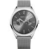 BERING 17140-009 Orologio unisex al quarzo, orologio da polso con cassa in acciaio inossidabile color argento da 40 mm e quadrante grigio, cinturino in maglia milanese, vetro zaffiro, 3 ATM