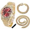 HALUKAKAH Orologio con Diamanti in Oro per Ragazzi,Adolescenti,Bambini - Placcato in Oro 18K/Platino,Quadrante Blu/Verde/Rosso 42mm,Quarzo Giapponese - Lunghezza 20cm,con Strumento di Regolazione