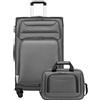 COOLIFE Valigia Trolley da Viaggio, 4 Ruote, Bagaglio a Mano con Serratura TSA, Borsa a Tracolla (grigio, 80cm)