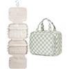 Narwey Beauty Case da Grande Viaggio, Beauty Case da Appendere per Donna Uomo,Borsa da Toilette da Travel Kit Viaggio, Grande Trousse Pochette Trucchi Donna (Scacchiere Verde Menta (Grande))