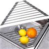 Ulawellor Scolapiatti triangolari,Scolapiatti arrotolabile triangolare,Scolapiatti da Appoggio,porta spugna da cucina,Scolapiatti da Lavello Scola Piatti Lavandino in Acciaio Inox(Grigio)