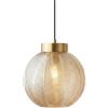 LFsem Lampada a Sospensione Vintage,Sfere in Vetro con Venature Fogliari, Metallo Oro E27 Lampadario Sospeso da Soffitto per Camera da letto, Sala da pranzo, Loft e Ristoranti (Ambra, 20cm)