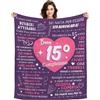 ACAROMAY Regalo per Ragazza di 15 Anni Compleanno Coperta Regali per Figlia Sorella Amica Nipote 15° Compleanno Natale Ispiratore Coperta Divano Coperta da Lancio 130 x 150cm (15 Anni-Lei)