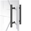 EaseLife Set di maniglie per porta a forma di H, in acciaio inossidabile 304, superficie nera smerigliata, rotonda, per porte in vetro e porte in legno