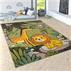 Paco Home Tappeto per bambini pelo corto giungla con animali verde, Dimensione:200x280 cm