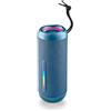 NGS Roller Furia 2 Blue - Altoparlante Bluetooth portatile 5.3, 30 W, impermeabile IPX7, luci RGB, True Wireless TWS, USB, batteria 9 ore, blu
