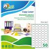 Tico Italia PG4-3627 Etichette adesive carta bianca lucida, 100 fogli A4, ovali 36x27mm, 50 etichette per foglio, adesivo permanente, stampanti laser