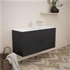Inda Mobile bagno 120 cm Nero opaco con 2 cassetti e lavabo in ceramica - Topazio