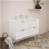 Inda Mobile bagno 120 cm Bianco opaco con 4 cassetti e doppio lavabo in ceramica - Topazio
