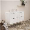 Inda Mobile bagno 120 cm Bianco lucido con 4 cassetti e doppio lavabo in ceramica - Topazio