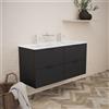 Inda Mobile bagno 120 cm Nero opaco con 4 cassetti e doppio lavabo in ceramica - Topazio