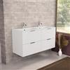 Inda Mobile bagno 120 cm Bianco opaco con 4 cassetti e doppio lavabo opaco - Topazio