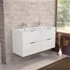 Inda Mobile bagno 120 cm Bianco lucido con 4 cassetti e doppio lavabo opaco - Topazio
