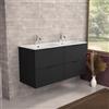 Inda Mobile bagno 120 cm Nero opaco con 4 cassetti e doppio lavabo opaco - Topazio