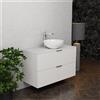 Inda Mobile bagno 100 cm Bianco opaco con 2 cassetti e lavabo in appoggio - Topazio