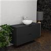 Inda Mobile bagno 120 cm Nero opaco con 2 cassetti e lavabo in appoggio - Topazio