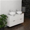 Inda Mobile bagno 120 cm Bianco opaco con 4 cassetti e doppio lavabo in appoggio - Topazio